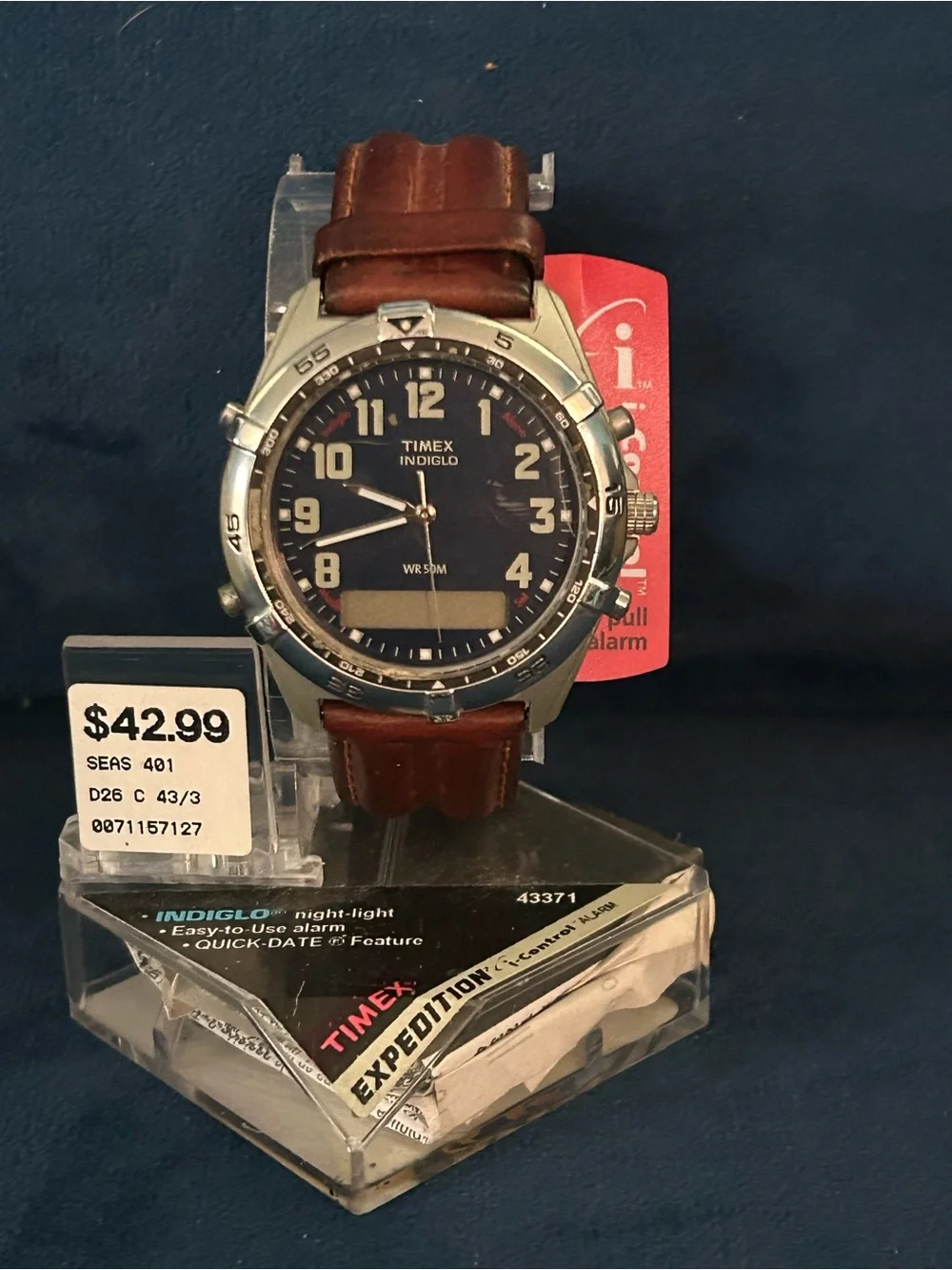 Vintage Timex Indiglo Watch 1998 Rotating Bezel Analog Digital WR 50m 38mm Mens
